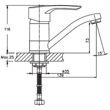 HAIBA Смеситель для умывальника однорычажный Hansberg 555-15 Satin (HB0214)